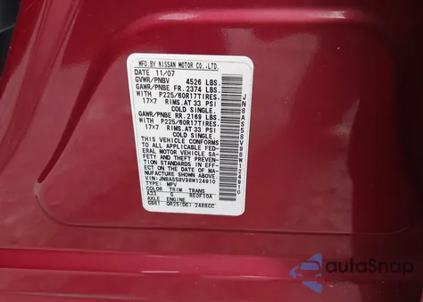 2008 Nissan Rogue Sl z USA, uszkodzony, nr VIN JN8AS58V98W124910